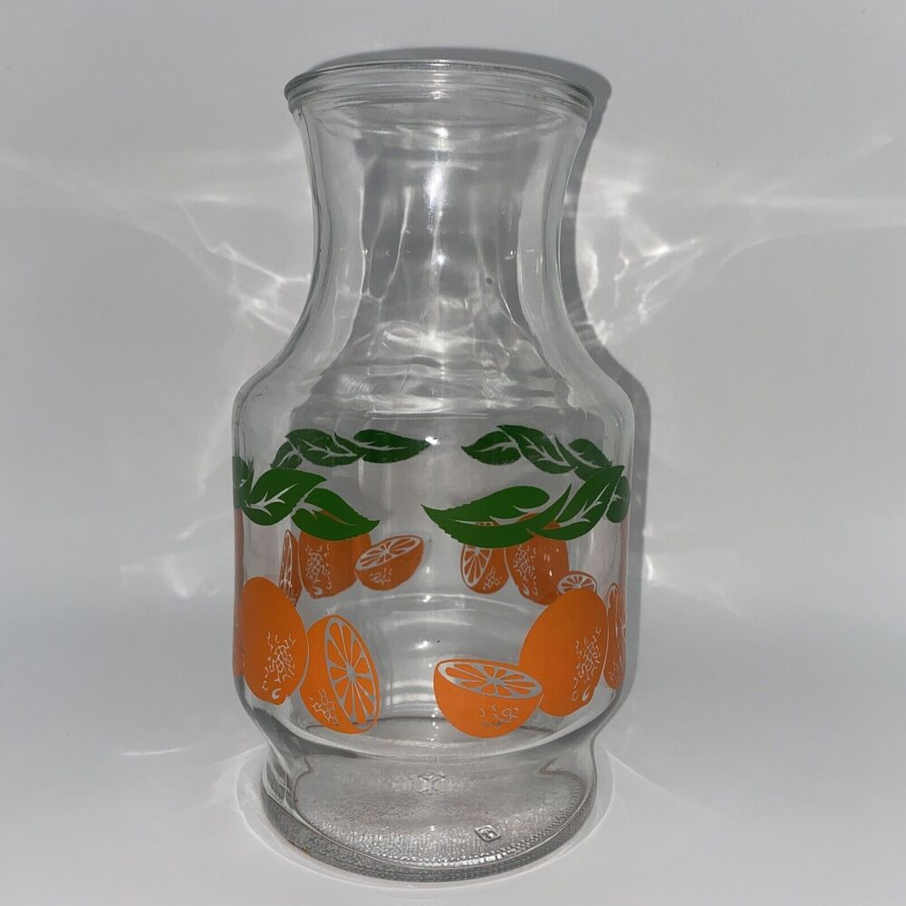Vintage Anchor Hocking Orange Juice Carafe Bottle Pitcher No Lid